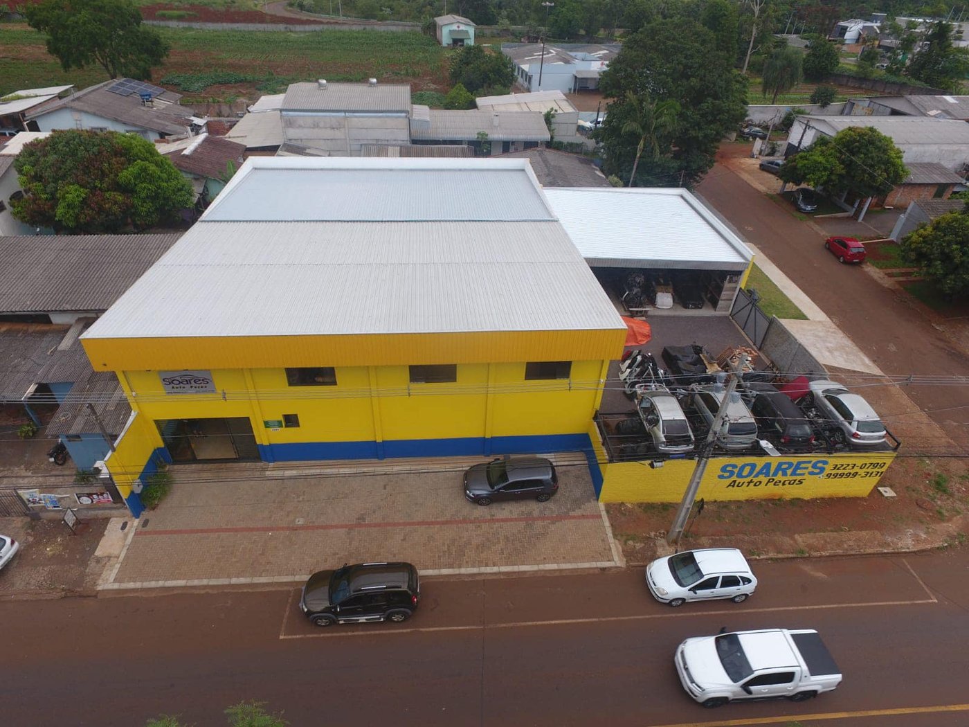 Vista aérea da sede da Soares AutoPeças em Cascavel-PR
